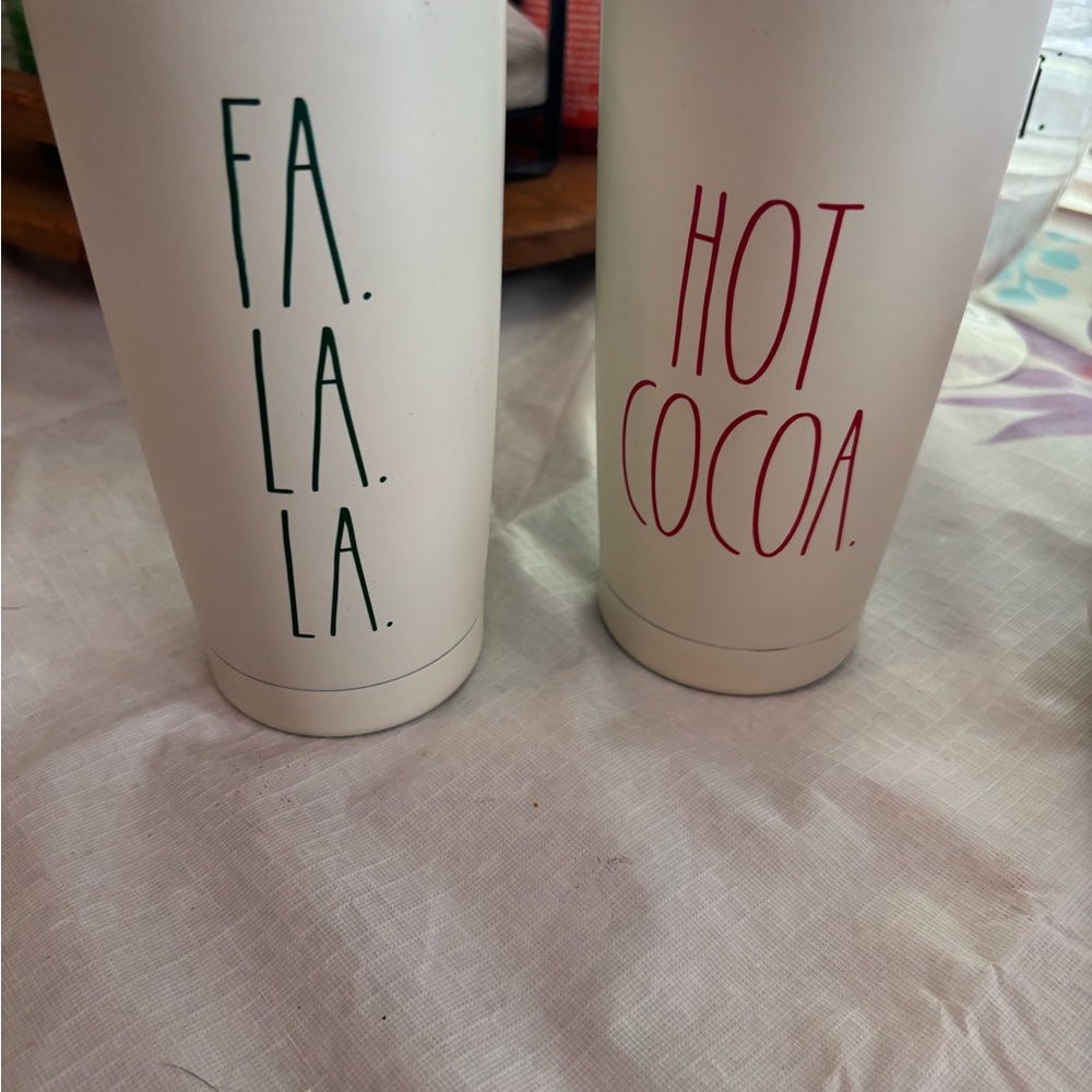 Rae Dunn White and Red/Green Holiday Mugs
